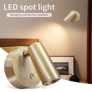 Rechargeable LED Wall Lamp Wireless No Punch Magnetic Spotlight Touch Sensor Switch Dimming 3 Colors LED Wall Light for Bedroom