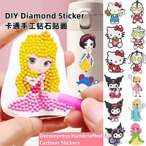 5D DIY Diamond Sticker Kids Diamond Painting Cute Cartoon Kuromi Sanrio Melody princess Art Craft Childrens Handmade
