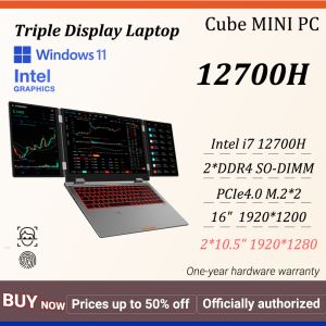 Triple Display Laptop Intel i7 12700H 2*DDR4 M.2 2280 16" 1920*1200 10.5"*2 1920*1280 Fingerprint unlock/face unlock