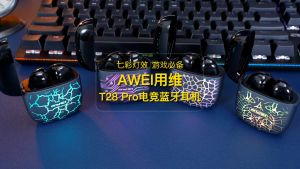 Awei T28 Pro TWS Wireless Bluetooth Earphone Bluetooth 5.3 IPX7 Waterproof Earbuds RGB Colorful Lights Low Latency And Low Loss Dual Mode Gaming Music Headset