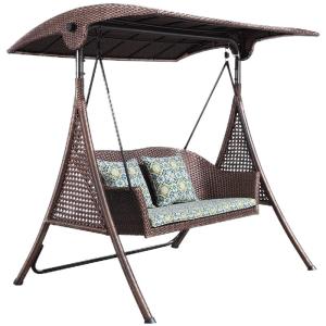 Outdoor Swing Chair for Garden Yard PE Wicker Hanging Bed Chair Master Design Wooden Frame Swing Chair Luxury Quality