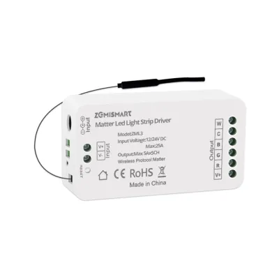 Matter WiFi LED Strip Driver DIY Light Controller RGBCW Smart LED Driver with External AntennaDC 12/24V 5Ax5CH Support Smartthings Alexa Google Home App ControlMatter Light