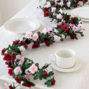 Rose Artificial Flowers Vine Garland Wedding Wreath Season Home Room Table Decora Outdoor Garden Arch DIY Gifts Box Fake Plants