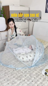 Mùng chụp tự bung chống muỗi cho bé - Màn chụp tự bung gấp gọn cho bé sơ sinh bé lớn có che ánh sáng