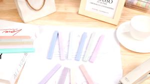 LUMIPASTEL Highlighters - 12 Colors Pens Set Pastel Color Fluorescent Pen Soft Head Marker Pen Eye