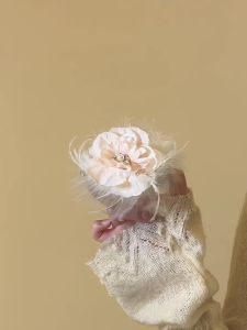Princess Style Feather Hair Grips Pearl Flower Girls Hair Accessories French Style Knitted Hair Accessories for Teenage Girls