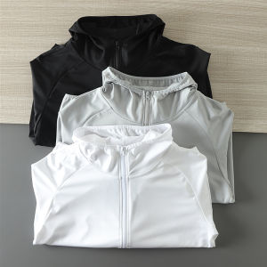 High Elasticity Outdoor Sports Mens Hat Summer Lightweight Jacket Breathable Running Coat Laser Perforated Neck Sun Protection