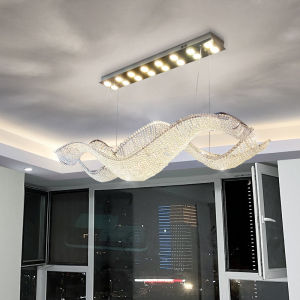 Modern Light Luxury Restaurant Chandelier Designer House Minimalist Elegant Art Crystal Dining Table Lamp Kitchen Island Bar Lamp