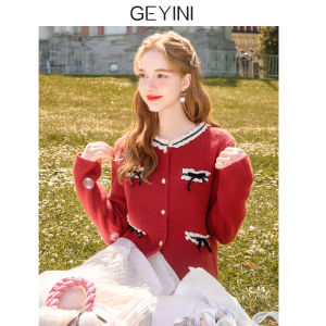 Áo Len Cardigan Ren Đỏ Cỡ Nhỏ Phong Cách Pháp Của Bé Gáiiny Dành Cho Nữ Mùa Thu Đông Mới Về Áo Khoác Ngoài Áo Len Dệt Kim Cổ Tròn Tay Dài