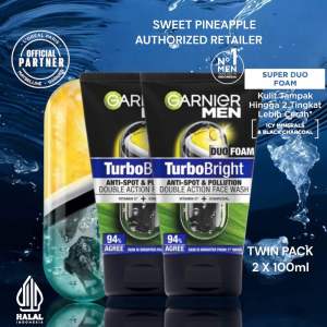 ( Twin Pack ) Garnier Men Power White Super Duo Foam 100ml x 2pc