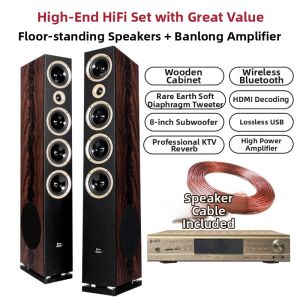 High Fidelity Wooden Floor-standing Three-way Passive HiFi Speaker AEJE2088 Home Audio System without Power Supply