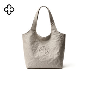 Oatmeal High-end Vegetable Tanned Leather Commuter Tote Bag