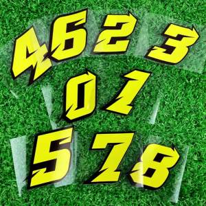 1PC Yellow Number 0123456789 Motorcycle Sticker Waterproof Motorbike Fuel Tank Scooter Decoration Refit Car Styling Vinyl Decals