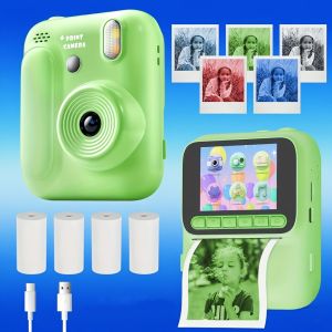 Color Printing Camera Kids Instant Camera 1080P Thermal Print Toys Camera Print Photo Video Games Music Children Gift 32GB