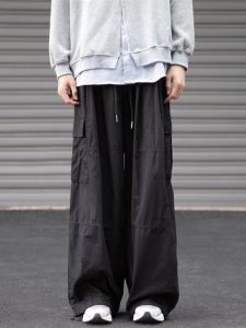 Mens Oversize Work Pants Spring Autumn Loose Fit Casual Outdoor American Style Drapey Wide Leg Long Trousers