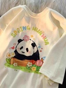 เสื้อยืดแขนสั้นคอกลมพิมพ์ลายแพนด้า ผู้หญิง ทันสมัย หลากหลาย ฤดูร้อน สินค้ามาใหม่ ผ้าฝ้าย สไตล์เกาหลี เสื้อท่อนบน