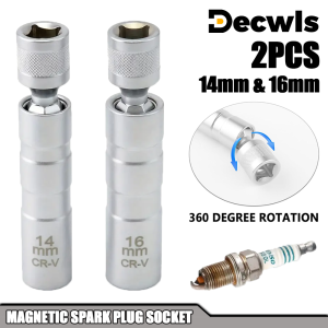 14/16mm Spark Plug Socket Wrench Adapter Magnetic 12 Point Spark Plug Removal Tool 3/8 Inch Drive Socket Auto Repair Tool