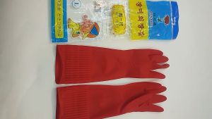 Rubber Cleaning Gloves Long Size Household Gloves Kitchen Dishwashing Gloves Waterproof Reuseable 1 pairs