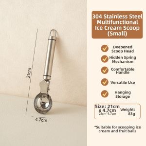 SIYUE | Ice Cream Scoop Spoon Watermelon Cutter 304 Stainless Steel Multi-Use Fruit Cutting Spoon