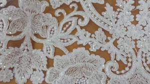 Vải Ren Pháp Màu Trắng Tinh Khiết Đính Kim Tuyến Rộng 130cm Thêu Hoa Cao Cấp Dùng Cho Váy Cưới Phụ Kiện May Vá Tự Làm