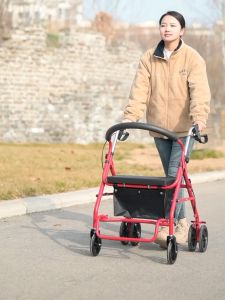 Elderly scooter can push and sit convenient shopping cart four-wheeled walker to buy vegetables small cart folding elderly trolley