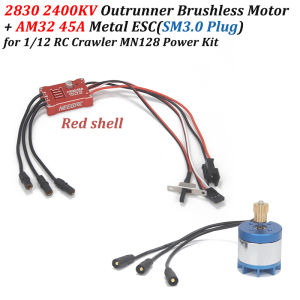 2830 2400KV Brushless Motor AM32 45A Metal ESC SM3.0/T Plug USB/Type-C Adapter for 1/12 RC Crawler MN128 MN86 Upgrade Power Kit