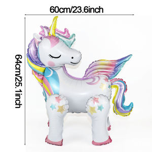 Unicorn Party Decor 3D Standing Rainbow Unicorn Foil Balloons Kids Girls Birthday Party Decoration Baby Shower Globos Supplies