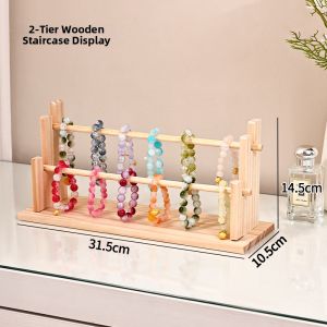 Wooden Hand Bracelet Display Stand Jewelry Keychain Pendant Storage Rack for Stall Display Multi-layer Open Design Wooden Jewelry Holder