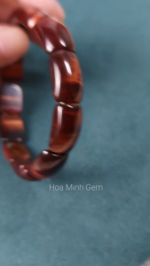 Vòng tay đá Mắt Hổ Đỏ Nâu thiên nhiên kiểu đốt trúc size viên đá 11x16 li không kén mệnh | Hoa Minh Gem
