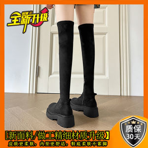 Womens Over-Knee Boot Thick Bottom High Heel Winter Casual round Toe Rubber Outsole Velvet Surface Slim Leg Boot 2024 New Style