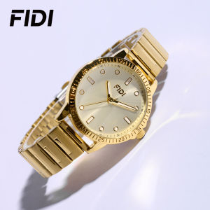 Fidi phụ nữ hai màu Đồng hồ Quartz dạ quang dây đeo bằng thép không gỉ + Đôi Báo Chí máy bay khóa 3ATM hàng ngày không thấm nước