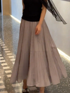 MANMI | Pastel Purple Graceful Versatile A-Line Skirt Pleated Design