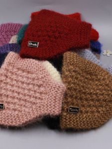 Handmade Knitted Winter Ear-Protecting Headscarf Hat Super Wide Squirrel Fur Hair Band for Covering White Hair Fashionable Accessory