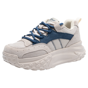 Zhe Retro Color Block Leather Dad Shoes Womens 2026 Thick Bottom Versatile Lightweight Mesh Breathable Sports Shoes