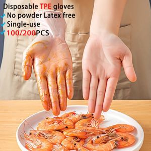 100/200PCS Disposable TPE Gloves Powder Free and Latex Free Suitable for Kitchen Bathroom Cleaning Household Small Tools