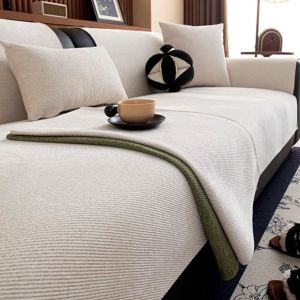 Minimalist Twill Yarn-Dyed Chenille Anti-Slip Sofa Cover for Living Room All Seasons Couch Seat Cover Universal Washable Decor
