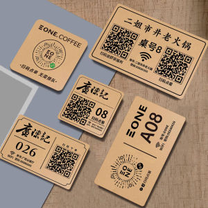 Acrylic QR Code Table Sticker Restaurant Call Menu Water-Proof Number Table Tag UV Print Golden Surface for Restaurant And Hotel