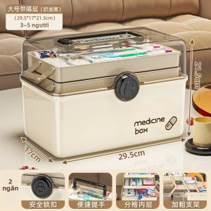 Hộp Đựng Thuốc 3 Lớp Dung Tích Lớn Hộp Đựng Thuốc Cầm Tay Bộ Sơ Cứu Di Động PP Thân Thiện Với Môi Trường Cho Trường Hợp Khẩn Cấp Khi Đi Du Lịch Tại Nhà