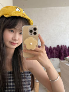 Ins Simple Summer Yellow Flower Magnetic Absorption Stand Compatible with iPhone 16 pro Max 15 pro Women 14 Dual Layer 13 Protective Case