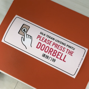 Please press the doorbell. Please Ring the Doorbell. Please. Sticker Board Holes Sign Signage. Ring Door Bell Arrow Button.