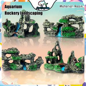 Aquarium Decoration: Resin & Wooden Model Moss Rock Mountain, Wine Barrel, Volcano Resin, Fish Tank Landscape