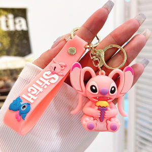 Anime Disney Keychain New Mickey Mouse Minnie Lilo & Stitch Doll Keyring Ornament Key Chain Car Pendant Kid Toys Gifts Wholesale