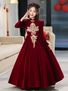 Princess Style Childrens Dress Chinese Wedding Girls Outfit Birthday Performance Costume Polyester Fiber Late Evening Gown