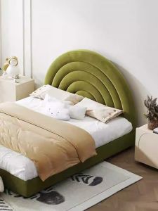 New Arrival Kids Cloth Bed Girl Princess Semicircle Bed Screen Modern Light Luxury Cream Wind Floor Rainbow Bedside Soft Upholstery