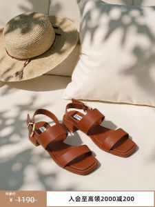 Steve Madden Simple Casual Low Heel Roman Sandals Leather Upgraded Version Comfortable Womens Shoes Fall Season 2024
