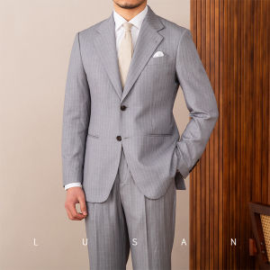 Slim Fit Stripe British Style Suit Two-Piece