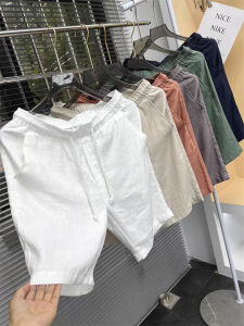 Cotton Linen Mens Shorts Loose Fit Straight Leg Five-Quarter Pants Breathable Casual Workwear Horse Riding Trousers