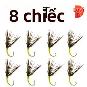 Bimoo 8 Mồi Câu Cá Tenkara # 12 # 14 Con Ruồi Khô Grizzly Hackle Parachute Dành Cho Cá Hồi Cá Vược Cá Hồi Xám - Ocean Beach Lake Stream Rock