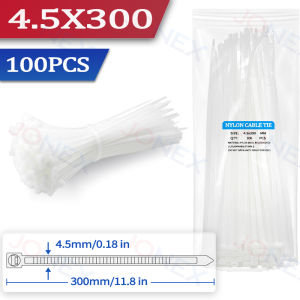 100PCS Plastic Ties Nylon Cable Zip Tie White Strong Self-locking Desk Organiser For Electrician Wire Management Garden Bundles