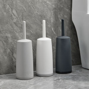 แปรงขัดห้องน้ำพร้อมที่วาง ด้ามจับกันน้ำ ขนแปรงนุ่ม ผลิตจากพลาสติก อุปกรณ์ทำความสะอาดห้องน้ำ